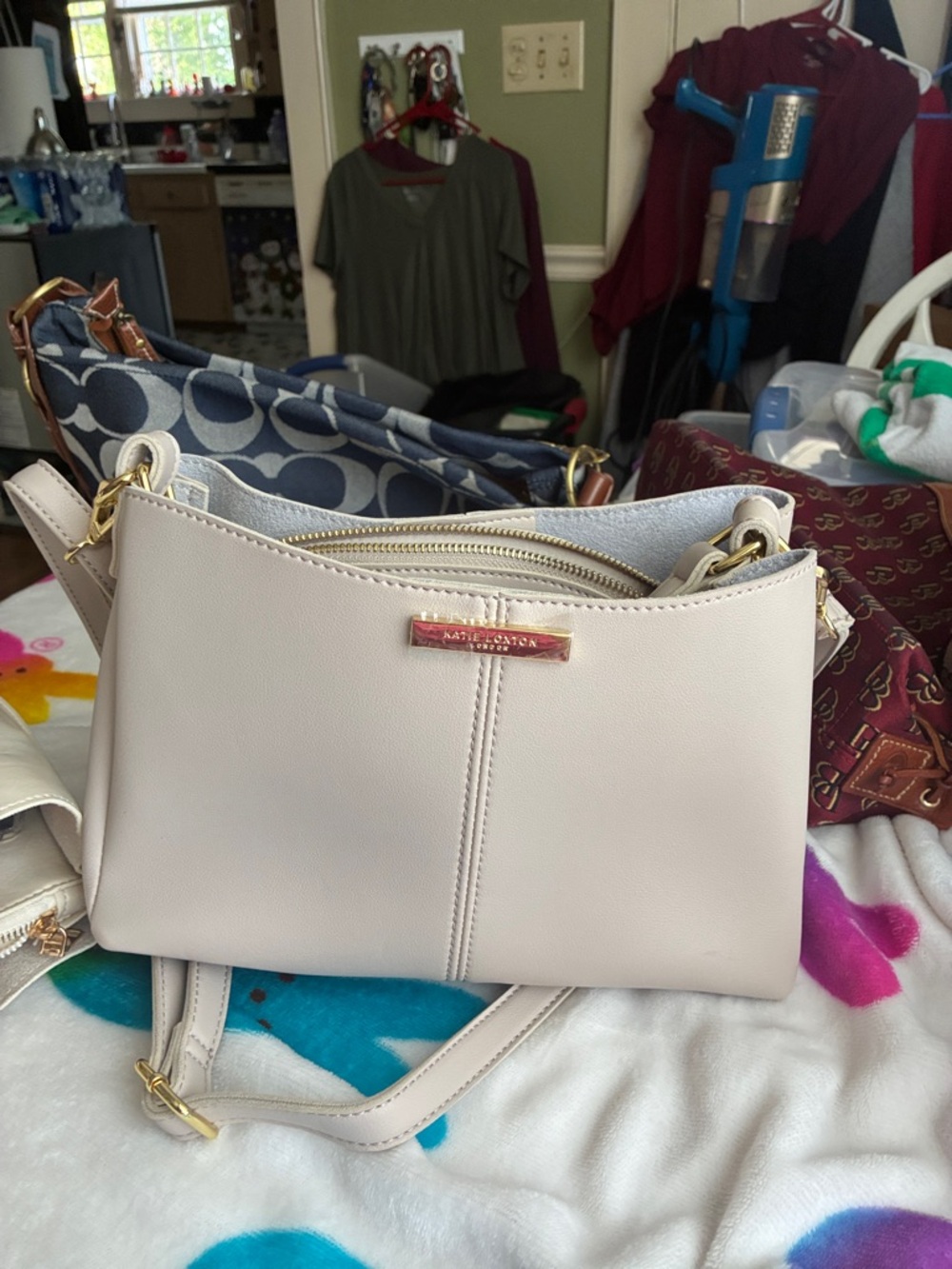 kate spade Cream Leather Crossbody Bag with Gold Hardware